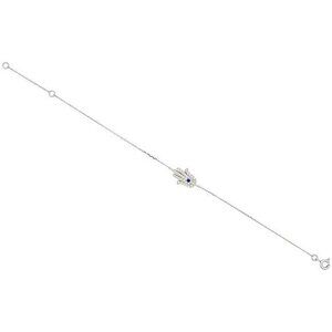 Sterling Silver CZ Hamsa Charm Bracelet